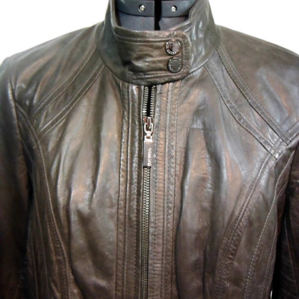 NWT Bernardo Genuine Dark Gray Leather Jacket - M - Picture 2 of 8